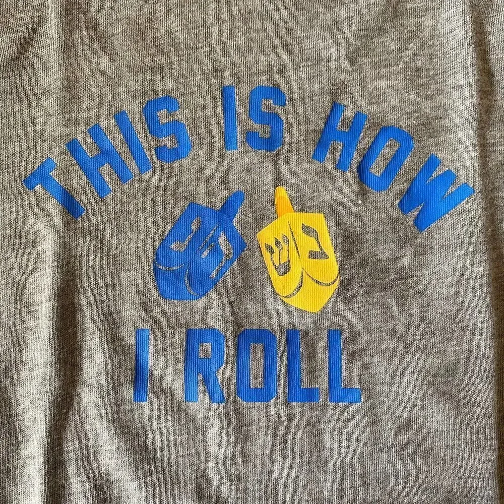 Old Navy This is How I Roll Hanukkah Dreidel Onesie Gray 12-18 Months